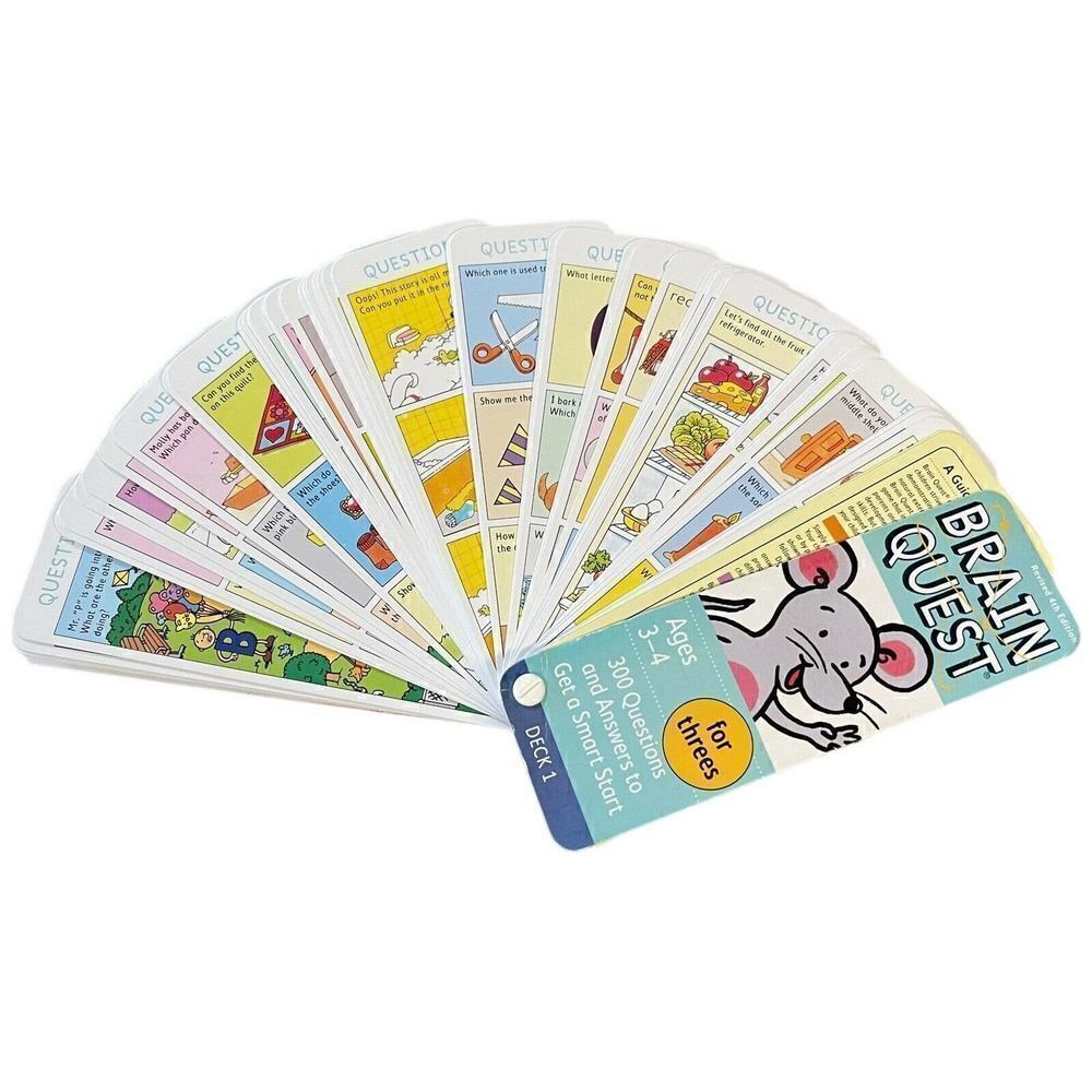 Brain Quest for Threes Revised 4th Edition 300 Questions Ages 3-4 Education Toy